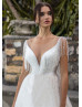 Beaded Tassel Ivory Lace Wedding Dress With Champagne Lining